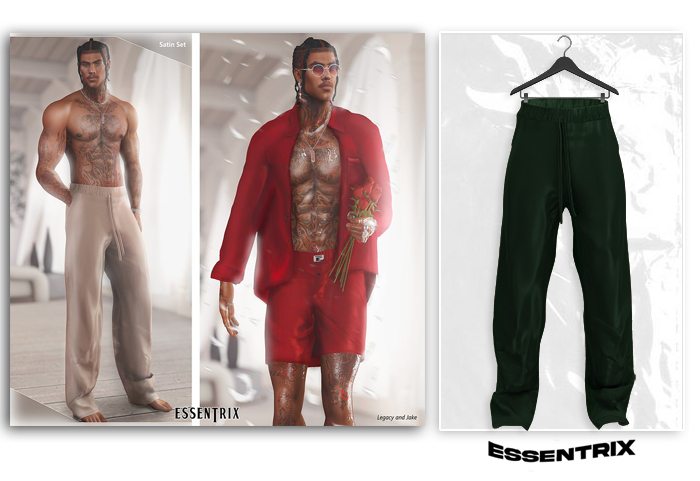 -ESSENTRIX-. Satin Pants (Green)