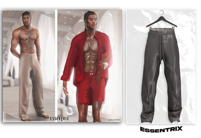 -ESSENTRIX-. Satin Pants (Gray)