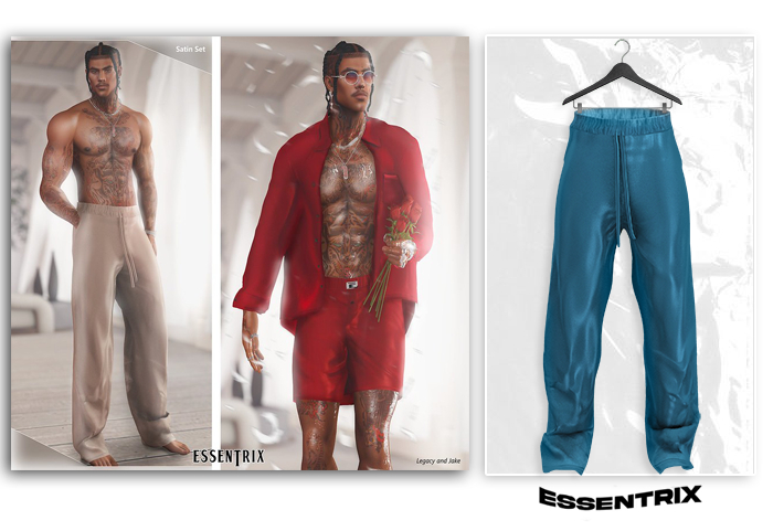 -ESSENTRIX-. Satin Pants (Blue)