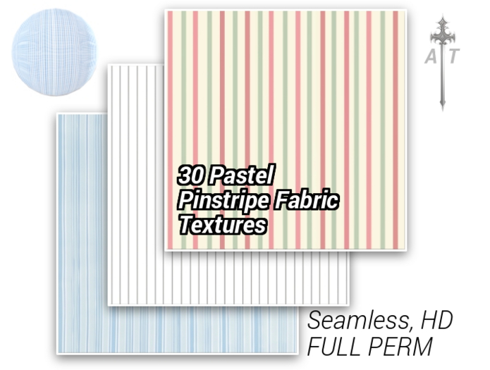 [AT] 30 Seamless Pastel Pinstripe Fabric Textures (FULL PERM)