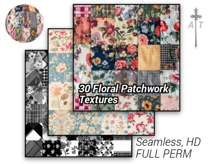 [AT] 30 Seamless Floral Patchwork Textures (FULL PERM)