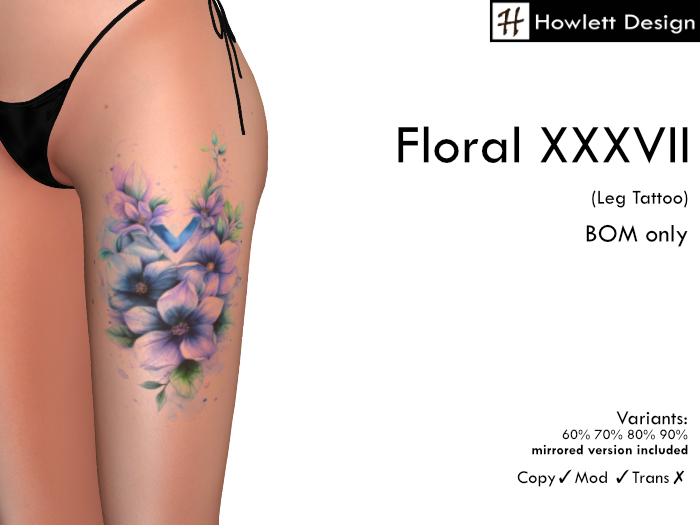 [HDesign] Floral XXXVII (Leg Tattoo)