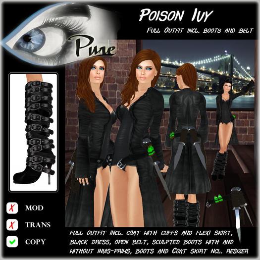 << PURE >> Poison Ivy in Black (full outfit incl. boot) [inworld price 299L$]