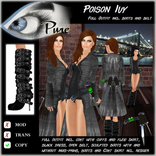 << PURE >> Poison Ivy in Grey (full outfit incl. boot) [inworld price 299L$]