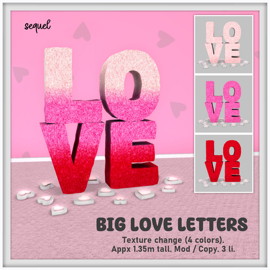 Sequel - Big Love Letters - Valentines Decoration