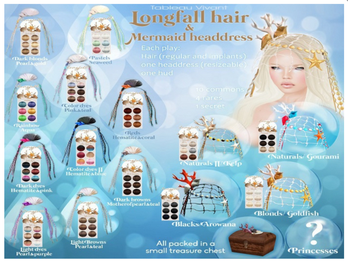 ~Tableau Vivant~ Longfall Hair - Blacks//Kelp RARE