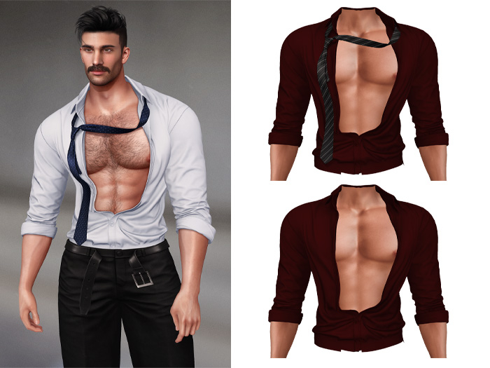 BRON - Carlos Unbuttoned Formal Shirt - Dark Red 