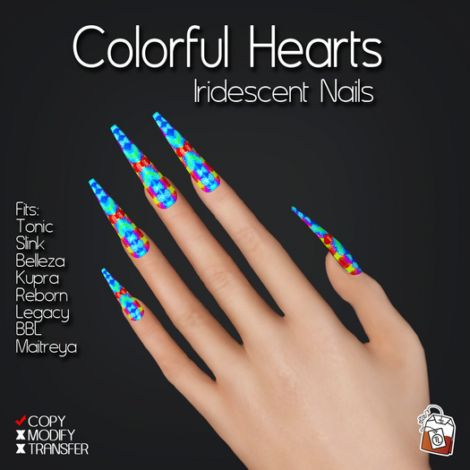 ~TL~ Colorful Hearts Iridescent Nails