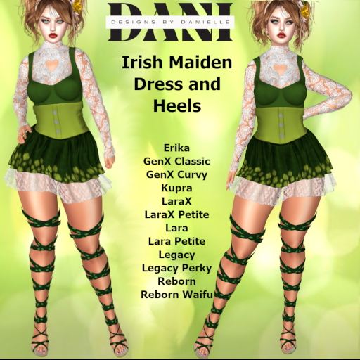DANI Irish Maiden Dress and Heels
