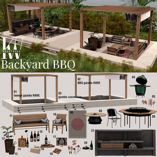 02 KraftWork Backyard BBQ . Barbecue Kitchen Gazebo RARE