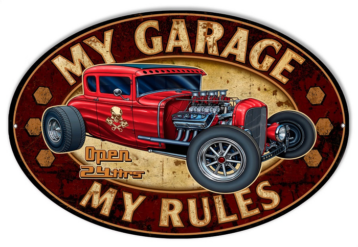 Metal Garage Sign-My Rules