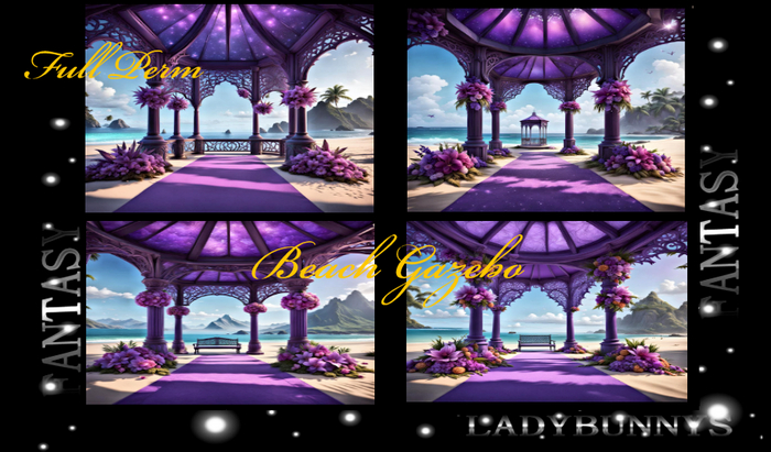 Fantasy Background Textures-Beach Gazebo Backdrops Full Perm