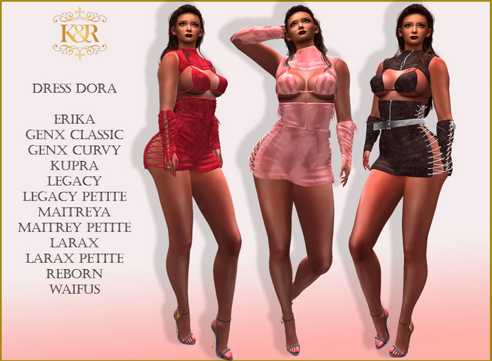 Dress Dora, CenX, Classic and Curvy, Eirka, Kupra, Legacy + Perky, Maitreya +Petite, Larax + Petite, 12 Colors