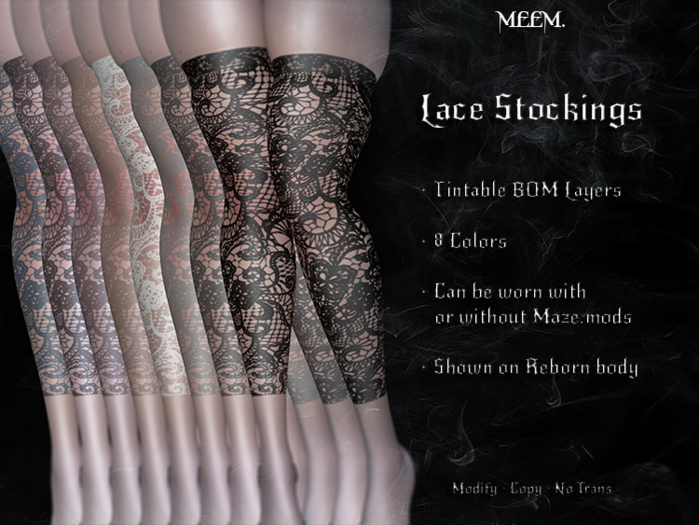 MEEM. Lace Stockings . Tintable
