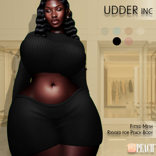 UDDER: Ribbed Two Piece Set Midnight (PEACH)