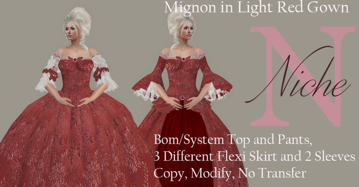 Mignon In Light Red Gown Demo