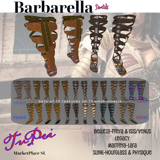 TuPei  Barbarella Sandals - Set of 13 for Slink-Physique