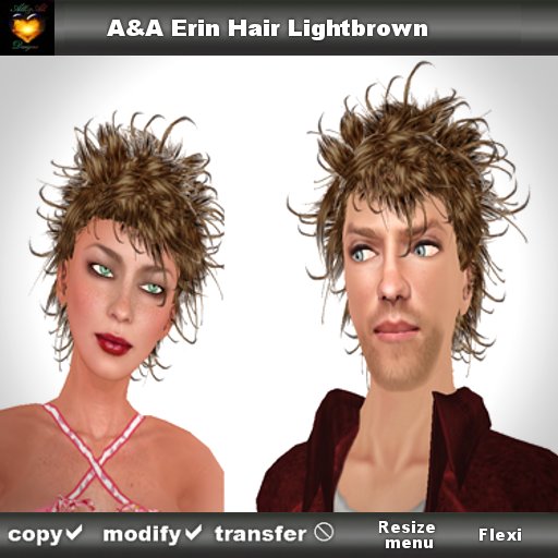 A&A Erin Hair Lightbrown, (unisex shortcut style with some longer curled fringes) 
