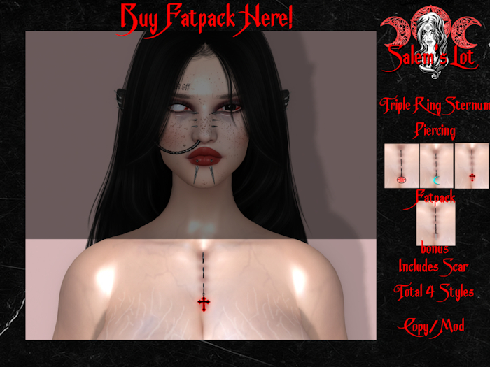 Triple Ring Sternum Piercing - Fatpack + Bonus!