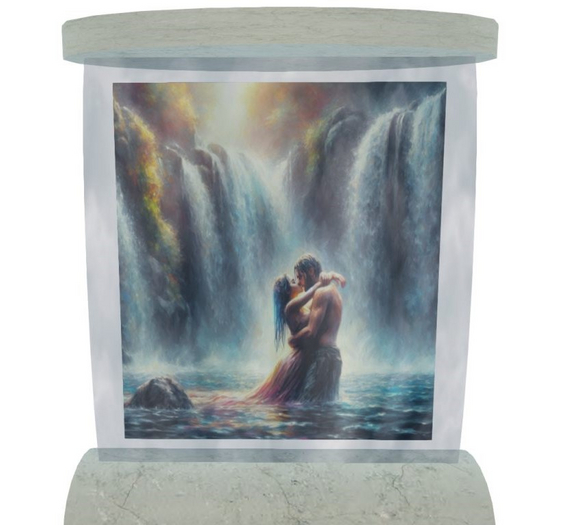 Waterfall lovers embrace fountain/ animated water/sounds