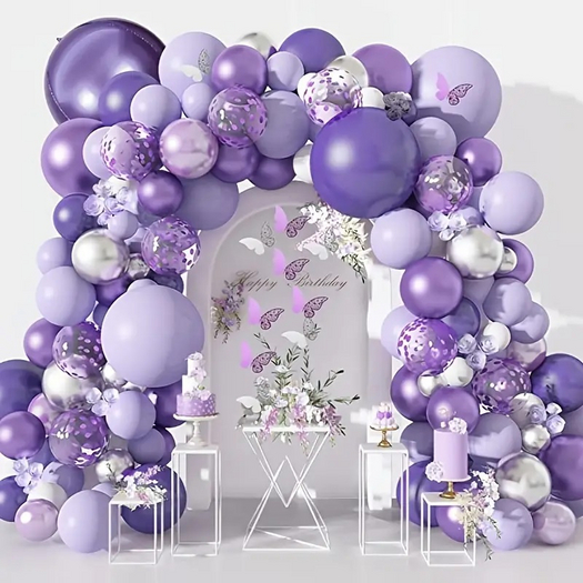 BIRTHDAY PURPLE SILVER BALLOONS TEXTURE