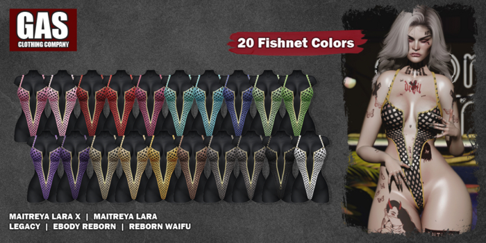 GAS [Fishnet Bodysuit Nora - 20 Colors w/HUD FATPACK]