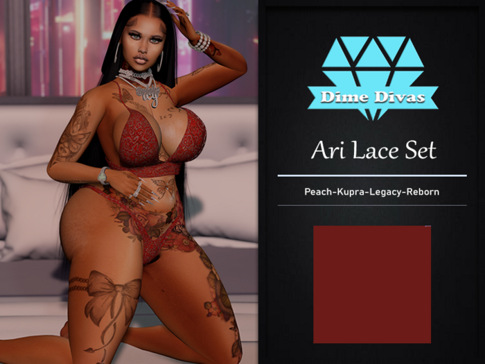 {Dime Divas} Ari Lace Set Red