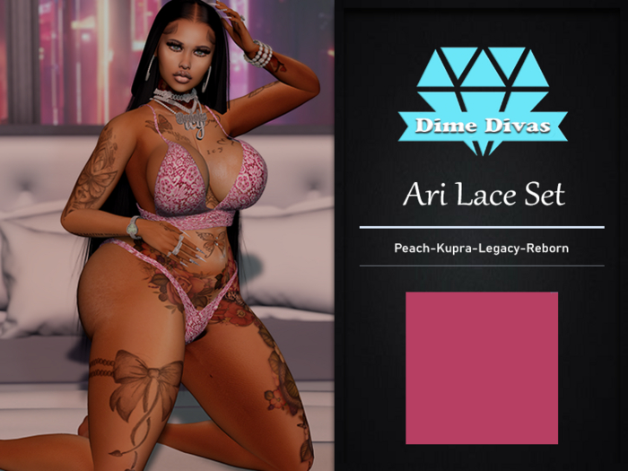 {Dime Divas} Ari Lace Set Pink