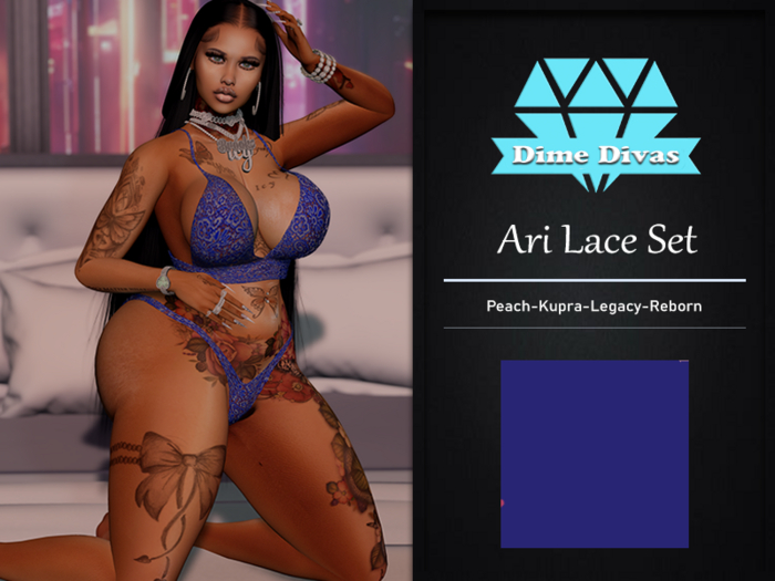 {Dime Divas} Ari Lace Set Blue
