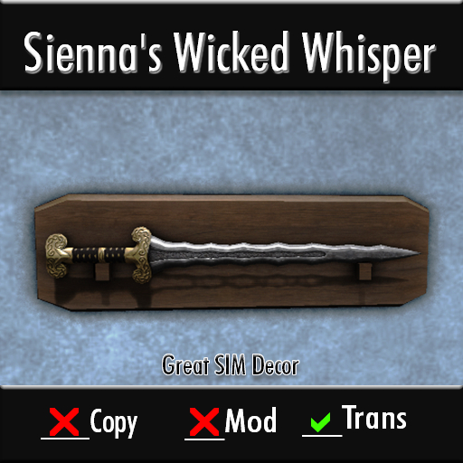 Wall Decoration Sienna's Wicked Whisper Sword