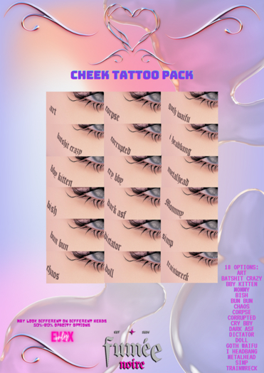 fumee noire - cheek tattoo pack