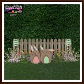 Easter - Fence with Wooden Bunnies