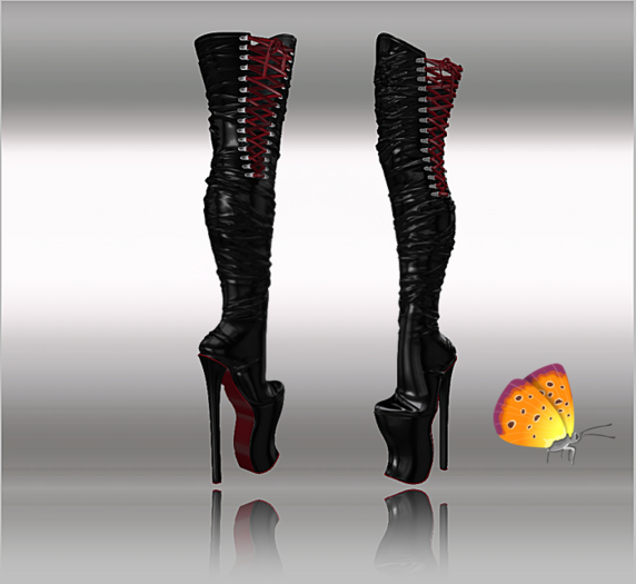 Second Life Marketplace - DEMO Leather Boots long with Laces and Rivets ...