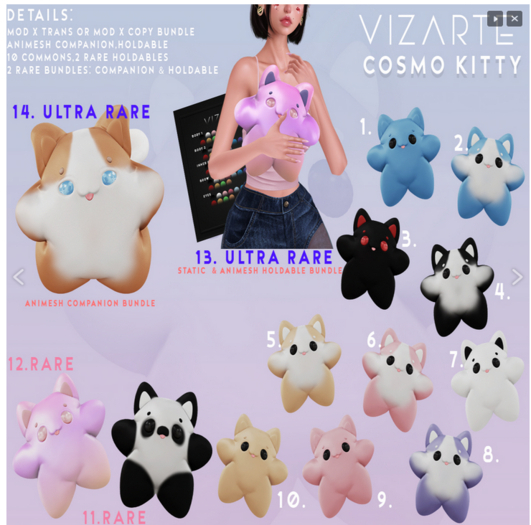 13.  Vizarte. Cosmo Kitty Holdable Bundle RARE