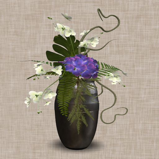 Song's Stylized Orchids in Floor Vase