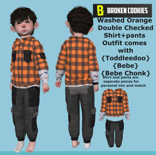 {BC} Double Shirt Plaid Washed Orange