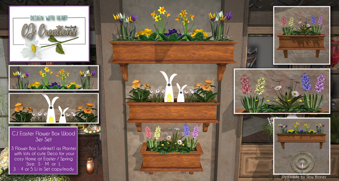 CJ Easter Flower Box Wood 3er Set 