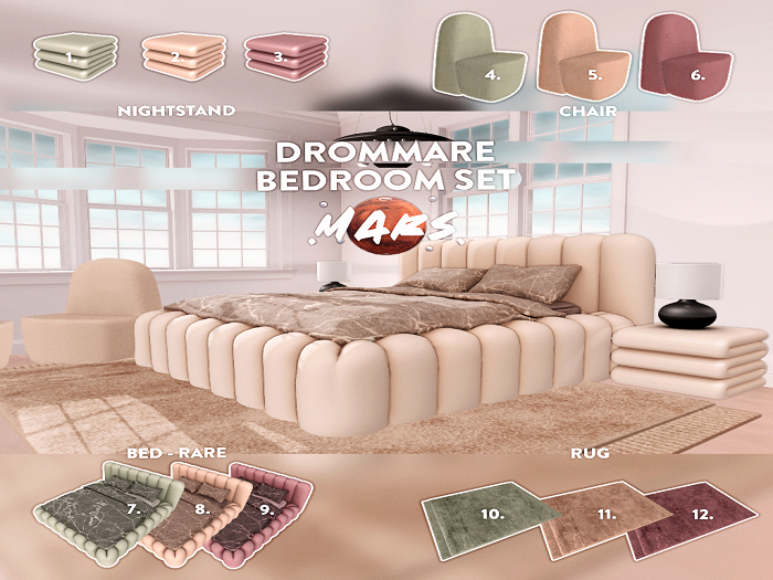 9. .Mars. - Drommare Set - PG Bed - Maroon - RARE
