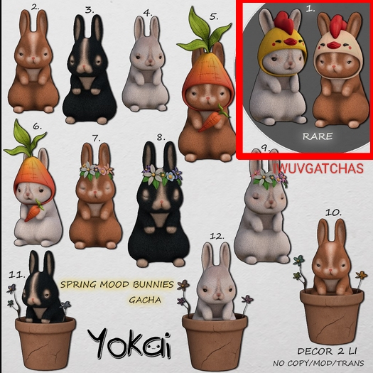 1.YOKAI - Spring Mood Bunnies -Hen Bunny RARE