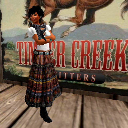 [Timber Creek] Multi Southwest Women's Skirt & Blouse Set with Concho Belt