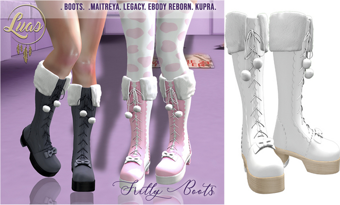 Luas Frilly Boots White