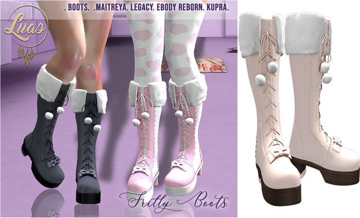 Luas Frilly Boots Beige