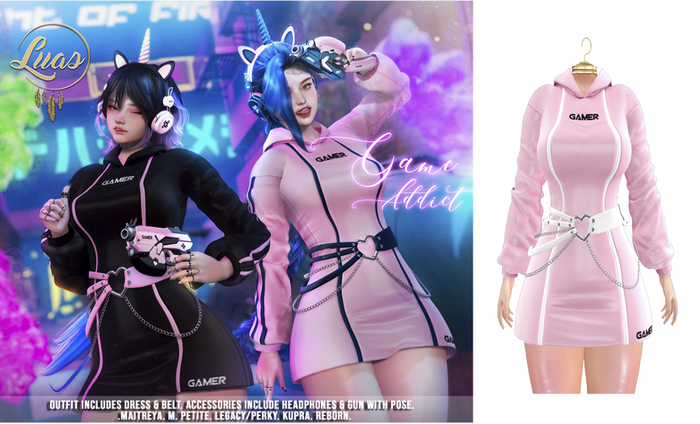Luas Game Addict Outfit Pink & White