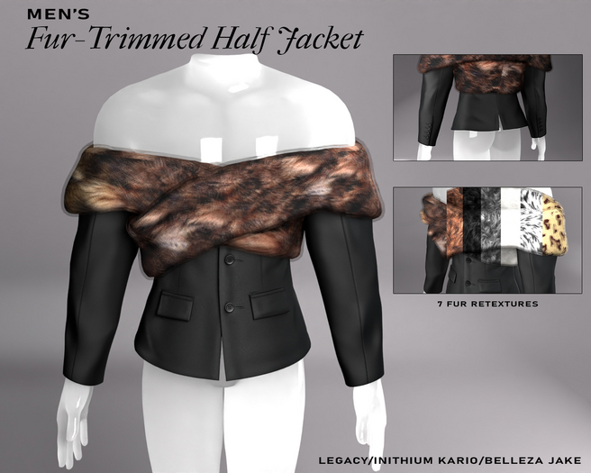 DG - Men's Fur-Trimmed Half Jacket Black