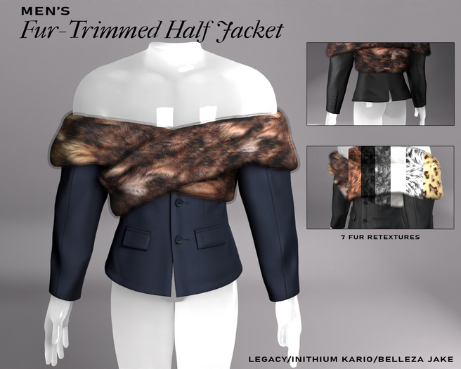 DG - Men's Fur-Trimmed Half Jacket Navy