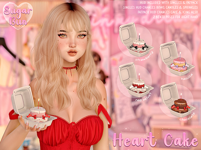 .SugarBun. Heart Cake - Strawberry