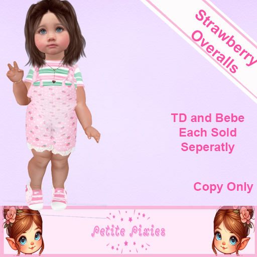 !Petite Pixie - Overalls Strawberry (Bebe)
