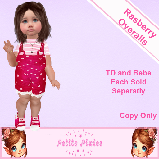 !Petite Pixie - Overalls Rasberry (TD)