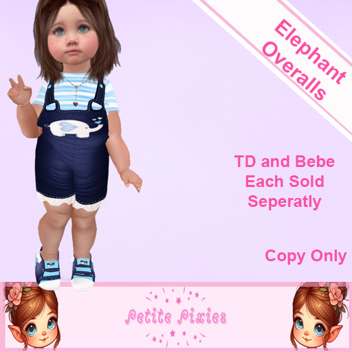 !Petite Pixie - Overalls Elephant (TD)