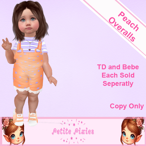 !Petite Pixie - Overalls  Peach (Bebe)